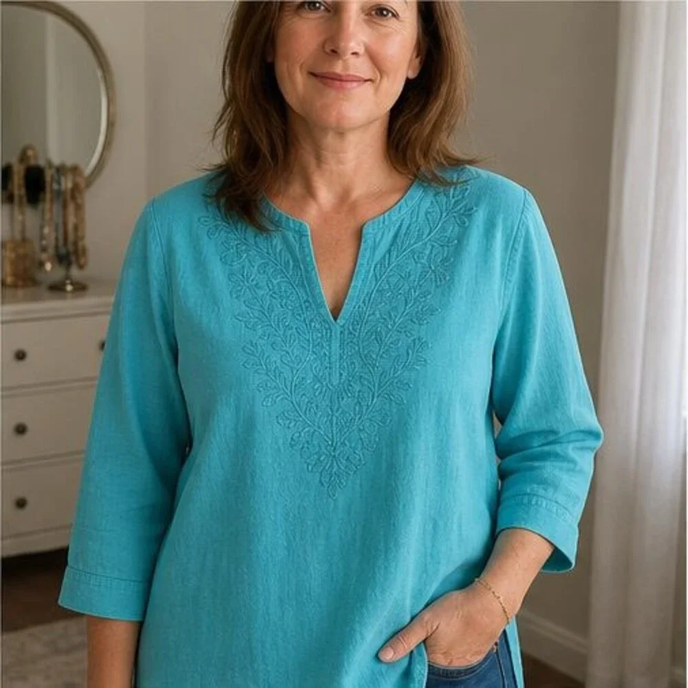 Taupe Tie Neck Blouse